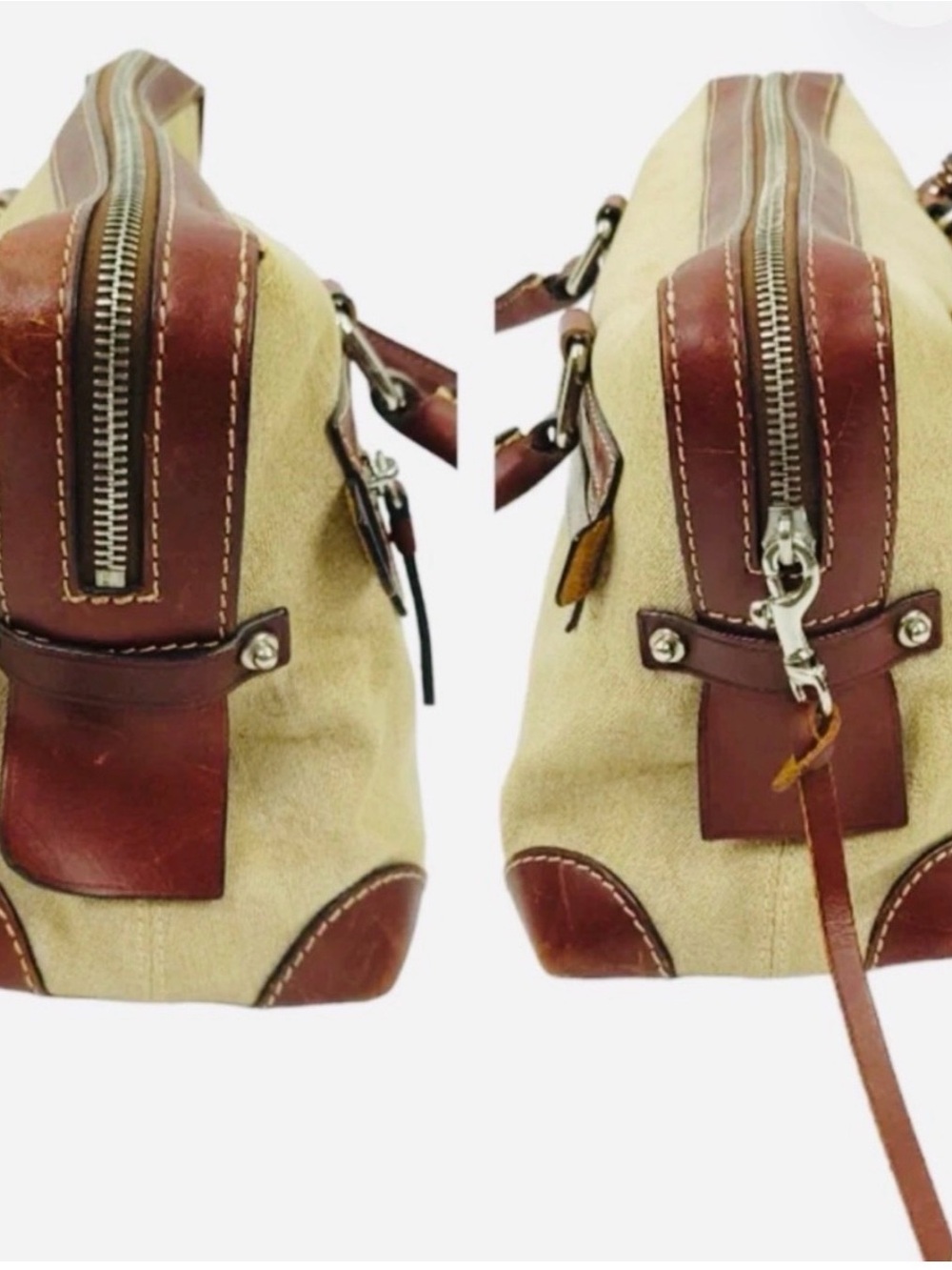 DOONEY AND BOURKE ‘LUCIA’ DOUBLE POCKET SIGNATURE SATCHEL VINTAGE - Picture 4 of 11